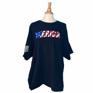 America Flag MERICA Black Mens T-Shirt T23
